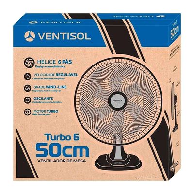 Ventilador Oscilante Mesa 50cm Turbo 6 Pás 220V Ventisol Bronze 220V