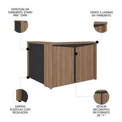 Balcão De Recepção 135cm Corp A06 Nogal-preto - Mpozenato
