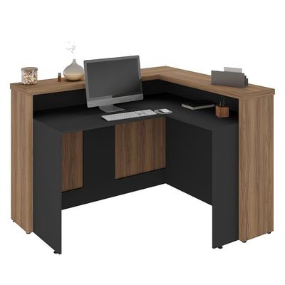 Balcão De Recepção 135cm Corp A06 Nogal-preto - Mpozenato