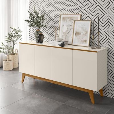 Balcao Buffet Ares 4 Portas 161 Cm Henn Off White Nature