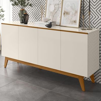 Balcao Buffet Ares 4 Portas 161 Cm Henn Off White Nature