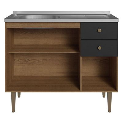 Balcão Gabinete Com Pia 105cm 3 Portas 1 Gaveta Rustic