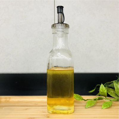 Garrafa de Vidro para Azeite com Bico Dosador 200ml Lyor Frasco Tampa Preta Transparente