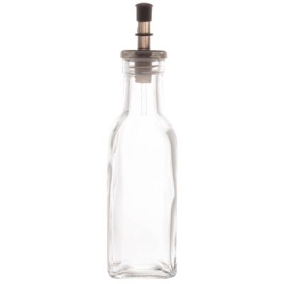 Garrafa de Vidro para Azeite com Bico Dosador 200ml Lyor Frasco Tampa Preta Transparente