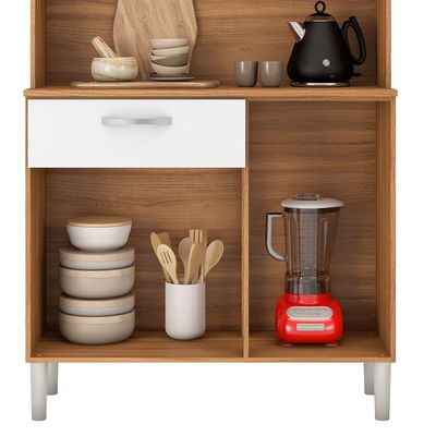Kit de Cozinha Malta 4 Portas 1 Gaveta Amêndola e Branco