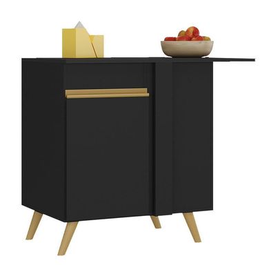 Balcão Cozinha De Canto 1 Porta Gb Multimóveis Mp3743 Preto