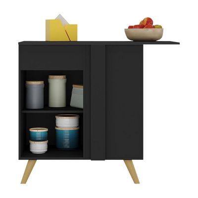 Balcão Cozinha De Canto 1 Porta Gb Multimóveis Mp3743 Preto