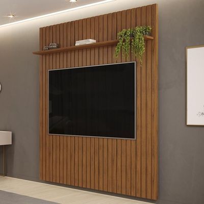 Painel Para 65 Polegadas Ripado 183x240cm Pratisk D04 Freijó - Mpozenato