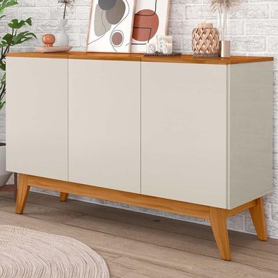 Balcao Buffet Ares 3 Portas 122 Cm Henn Off White Nature