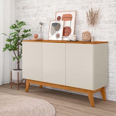 Balcao Buffet Ares 3 Portas 122 Cm Henn Off White Nature