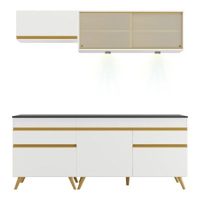 Cozinha Compacta 4 Peças Com Leds Veneza Up Multimóveis