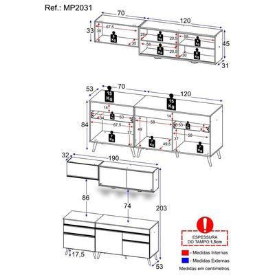 Cozinha Compacta 4 Peças Com Leds Veneza Up Multimóveis