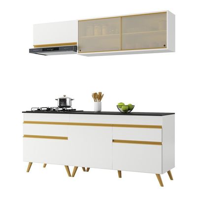 Cozinha Compacta 4 Pç c/ Armário E Balcão Multimóveis Branca