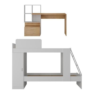 Conjunto Quarto Beliche Com Colchão/escrivaninha Multimóveis Mp4227 Branco/rustic Branco/rustic