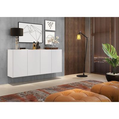 Aparador Buffet 4 Portas Suspenso Multimóveis V3594 Branco