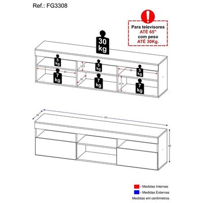Rack Para Tv Até 65´´ Fg3308 Com 2 Portas Branco