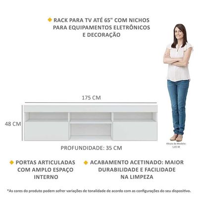 Rack Para Tv Até 65´´ Fg3308 Com 2 Portas Branco
