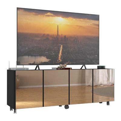 Rack Tv Até 50 Polegadas Com Rodízios E Espelhos Mp1080 Preto Preto