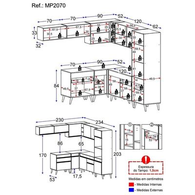Cozinha Completa De Canto Veneza Gb Mp2070 Preta