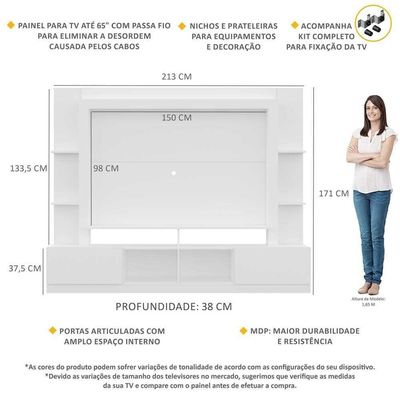 Rack Estante Painel Suporte Tv 65´´ Branco