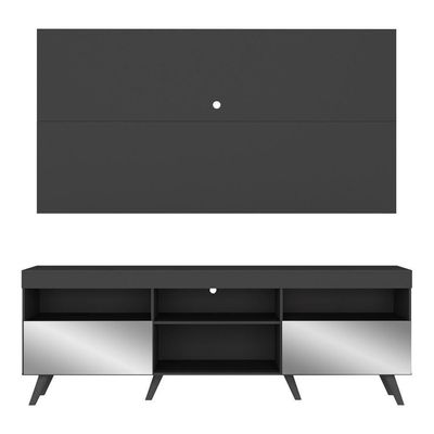 Rack C/ Painel Tv 65" Com Espelho Holanda Br3138 Preto