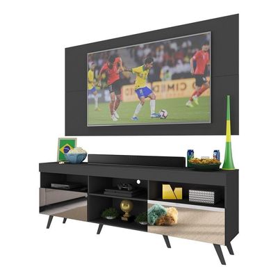 Rack C/ Painel Tv 65" Com Espelho Holanda Br3138 Preto
