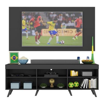 Rack C/ Painel Tv 65" Com Espelho Holanda Br3138 Preto