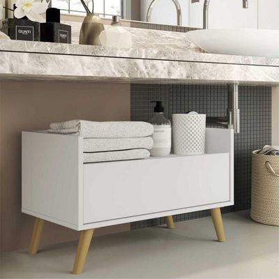 Gabinete De Banheiro Retrô 60 Cm Fg3624 Branco/natural