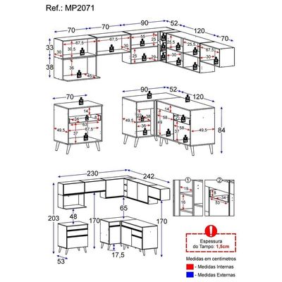 Cozinha Completa De Canto Gb Mp2071 Com Armário E Balcão