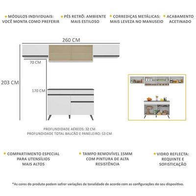 Armário De Cozinha Compacta 4 Peças Mp3698.964 Branco
