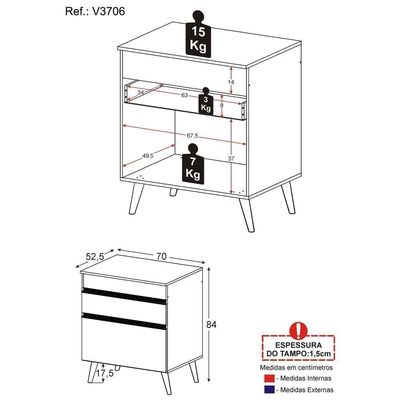 Balcão Cozinha Para Cooktop 70cm 1 Porta 1 Gaveta Veneza Multimóveis V3706 Branco Branco