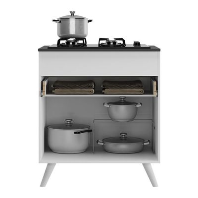 Balcão Cozinha Para Cooktop 70cm 1 Porta 1 Gaveta Veneza Multimóveis V3706 Branco Branco
