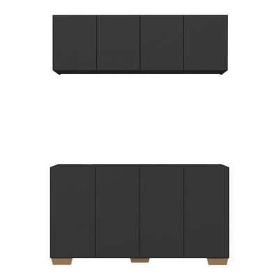 Conjunto Cantinho Do Café Armário E Aparador 4 Portas Multimóveis Mp1085 Preto/natural