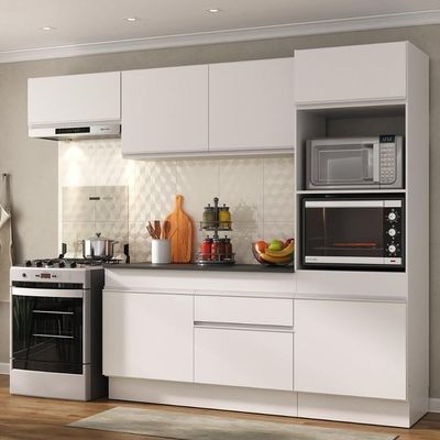 Armário De Cozinha Compacta 4 Peças Com Rodapé Mp2176 Made Multimóveis Branco Branco