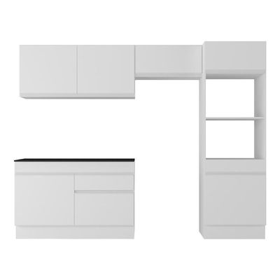 Armário De Cozinha Compacta 4 Peças Com Rodapé Mp2193 Made Multimóveis Branco Branco