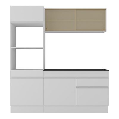Armário De Cozinha Compacta 3 Peças Com Rodapé Mp2178 Made Multimóveis Branco Branco