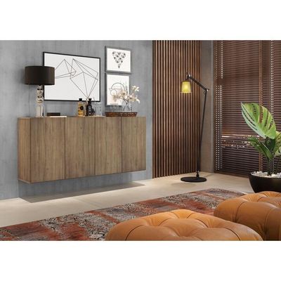 Aparador Buffet 4 Portas Viena V3604 Rustic/Preto