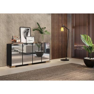 Aparador Buffet 4 Portas Multimóveis V3560 Preto/