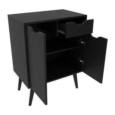Gabinete Banheiro 60cm 2 Portas E 1 Gaveta Retrô Multimóveis Cr10118 Preto Preto