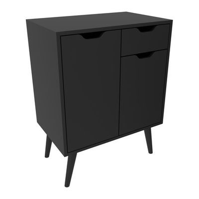 Gabinete Banheiro 60cm 2 Portas E 1 Gaveta Retrô Multimóveis Cr10118 Preto Preto
