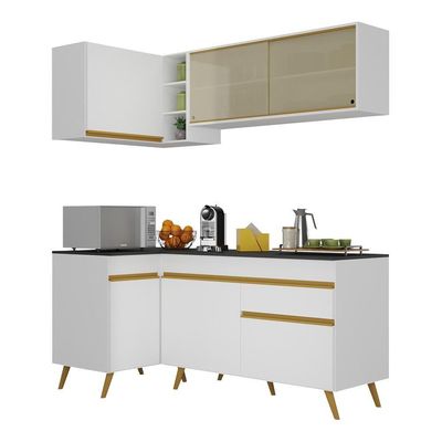 Cozinha Compacta De Canto Mp2056 Com Armário E Balcão Branca