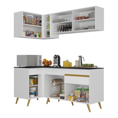 Cozinha Compacta De Canto Mp2056 Com Armário E Balcão Branca