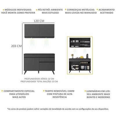 Armário De Cozinha Compacta 2 Peças Mp2012.895 Up Preto
