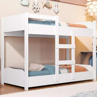 Beliche Minicama Infantil Quarto Criança Mdf Escada Grade Proteção Branco