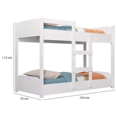 Beliche Minicama Infantil Quarto Criança Mdf Escada Grade Proteção Branco