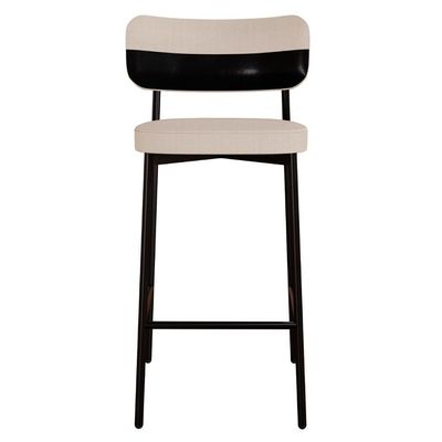 Banqueta Alta Bar Estofada Kit 2 Ella M25 Linho Areia-preto - Mpozenato