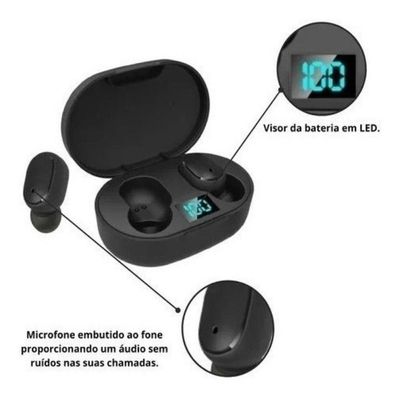 Fones Wireless S/ Fio Preto Para Samsung J7 Prime
