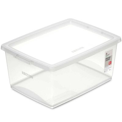 12 Caixas Organizadoras com Tampa 15L Plástica Retangular My Closet Ordene Multiuso