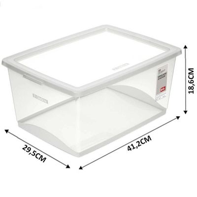 12 Caixas Organizadoras com Tampa 15L Plástica Retangular My Closet Ordene Multiuso