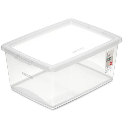 Kit 3 Caixas Organizadoras 15L Plástico com Tampa My Closet Ordene Transparente Retangular